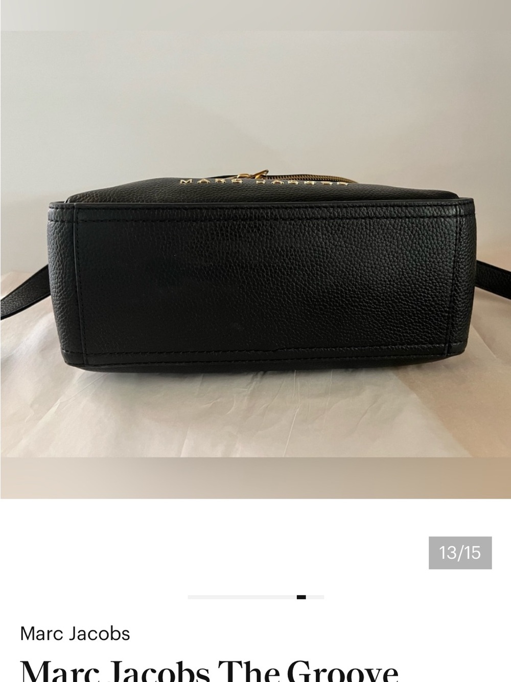 Marc Jacobs Black Leather Groove Shoulder Bag with Gold Hardware - Picture 5 of 9
